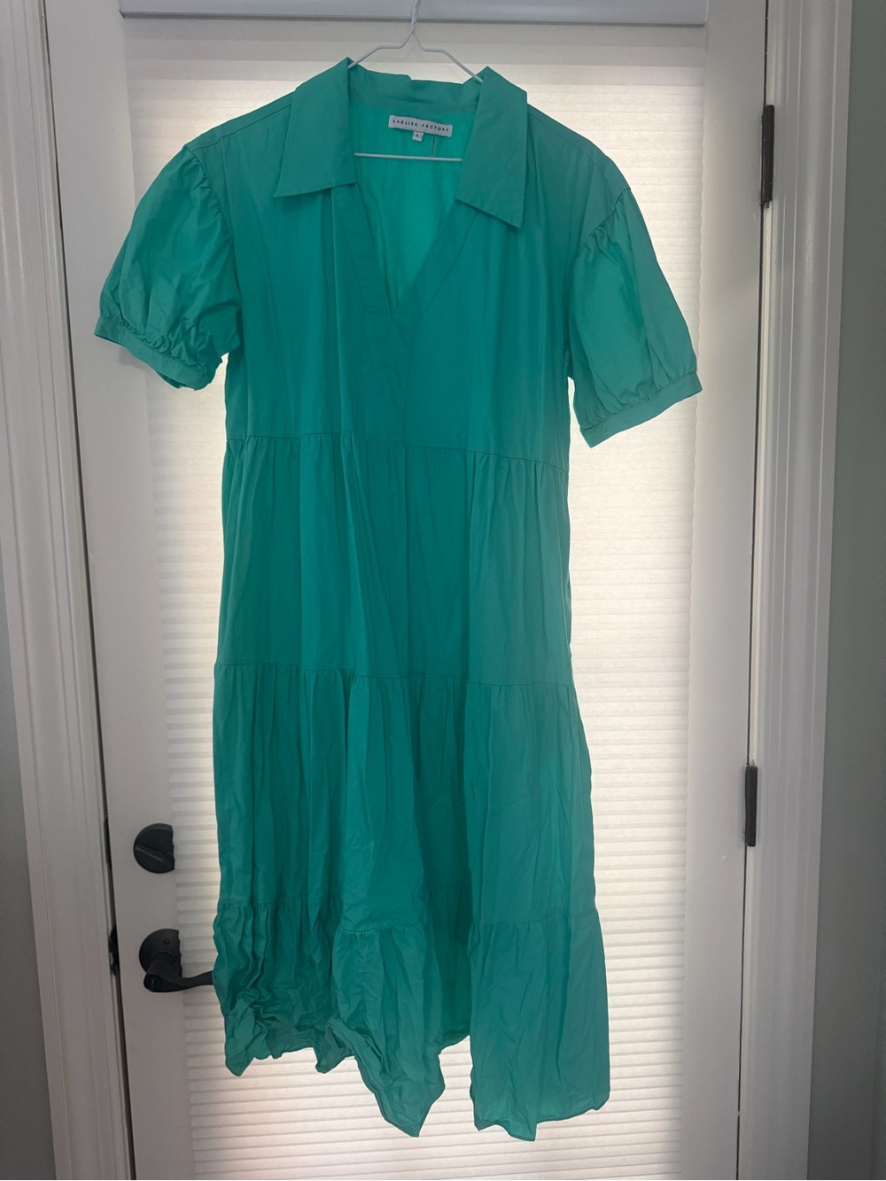 Teal Tiered Collared Dress
